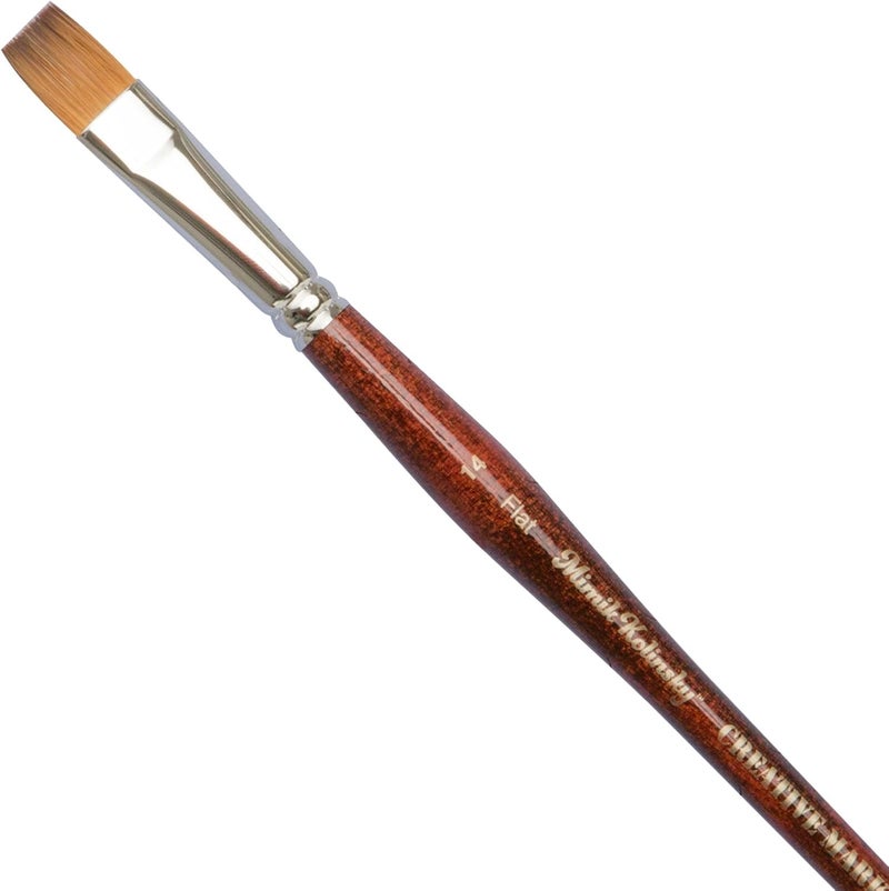 Creative Mark Mimik Kolinsky Watercolor Brush - # 14 Flat - Short Handle Synthetic Paint Brush - Handmade in Germany - Synthetic Sable Paint Brushes for Professional Artists - Animal-Friendly - Image 1