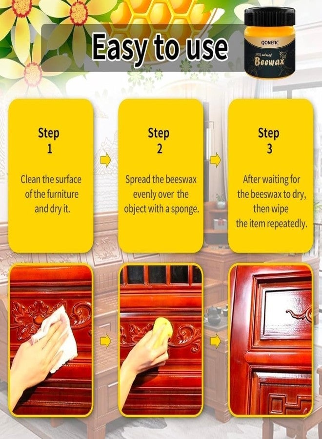 Barasti® Beewax Furniture Polish with sponge, Natural Traditional Beewax Wood Polish Shine for Furniture, Wood, Cabinet, Wardrobe for Restoring Back Wood Shine Polish (1) - Image 2