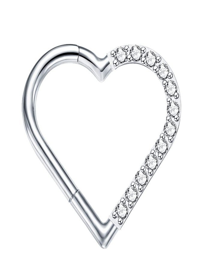 VOJO مجوهرة ثقب ديث من تيتانيوم VOJO 16G G23 شكل قلب للنساء (8 مم، للأذن اليسرى فضي) - Image 1