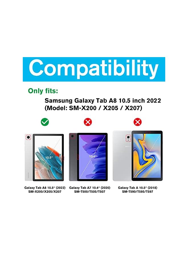 Procases Kids Case For Galaxy Tab A8 10.5” 2022 (Sm-X200/Sm-X205/Sm-X207), Shockproof Convertible Handle Stand Cover Lightweight Kids Friendly Protective Case For Galaxy Tab A8 10.5 Inch 2022 -Black - Image 2