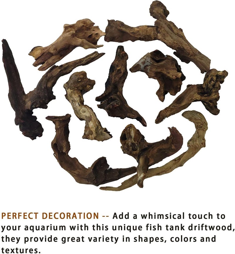 Hamiledyi Aquarium Driftwood 10 PCS Natural Wood Driftwood Branches Fish Tank Habitat Decor Sinkable Reptile Tree Log Decorations Assorted Terrarium Ornament for Aquarium Fish Reptiles Tank Small - Image 5