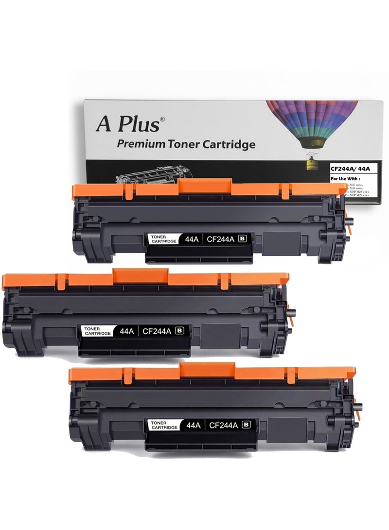 APlus Compatible 44A Black Toner 3 Pieces Cartridge (CF244A) – 1000 Page Yield – For HP LaserJet Pro M15, M16, MFP M28, M29 Series - Image 1