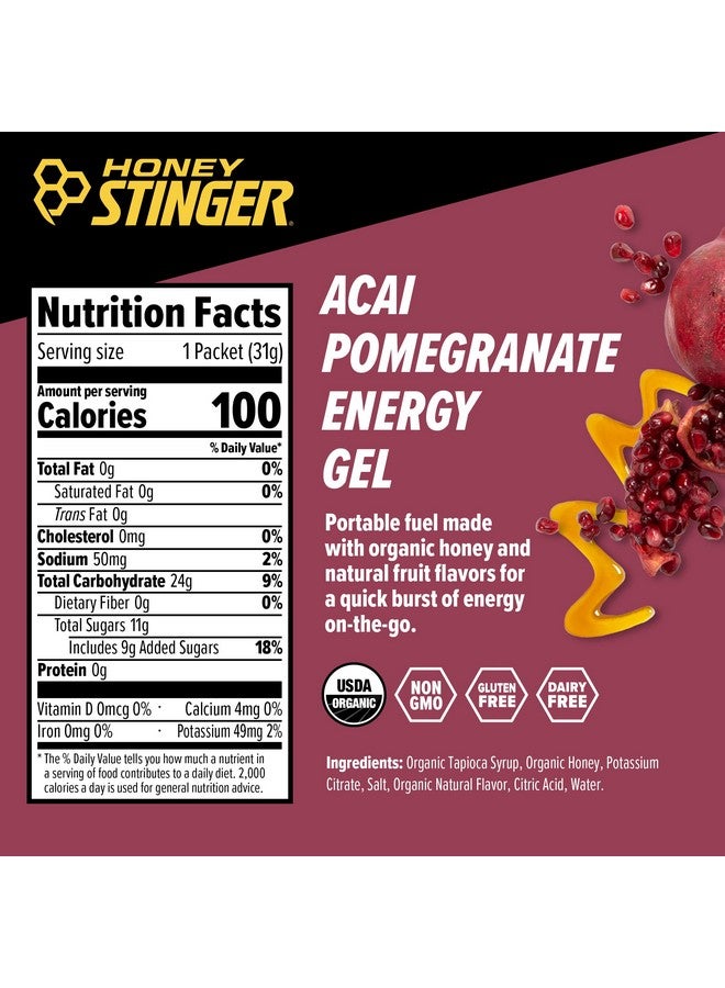 هوني ستينغر جل طاقة عضوي بنكهة الرمان والتوت الآساي من هاني ستينغر | خالٍ من الغلوتين والكافيين | للتمرين والجري وتحسين الأداء | تغذية رياضية للمنزل والنادي الرياضي، قبل وأثناء التمرين | عبوة من ٢٤ قرصًا، ٢٦.٤ أونصة - Image 3