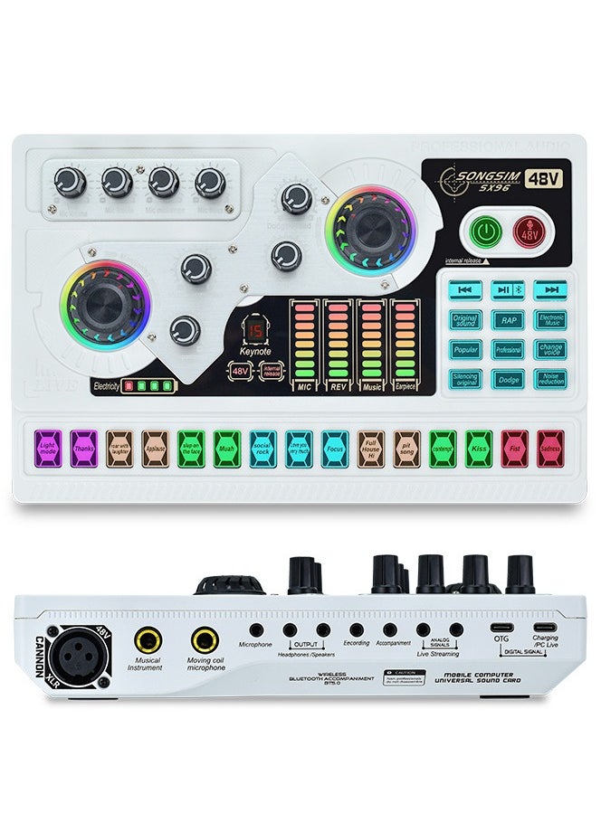 Sunbmebge - Professional Audio Mixer,SX96 Live Sound Card and Audio Interface Sound Board with Multiple DJ Mixer Effects,Voice Changer and LED Light,Prefect for Streaming/Podcasting/Gaming/Recording/YouTube/PC - Image 1