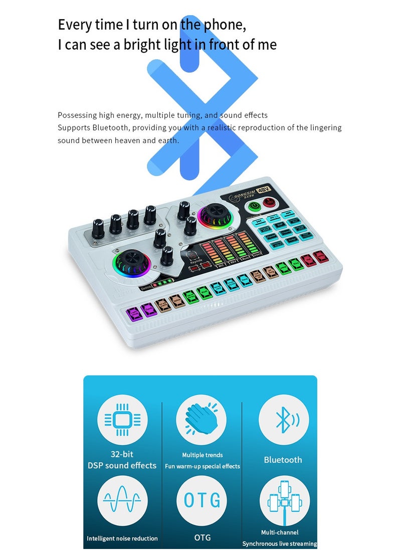 Sunbmebge - Professional Audio Mixer,SX96 Live Sound Card and Audio Interface Sound Board with Multiple DJ Mixer Effects,Voice Changer and LED Light,Prefect for Streaming/Podcasting/Gaming/Recording/YouTube/PC - Image 1