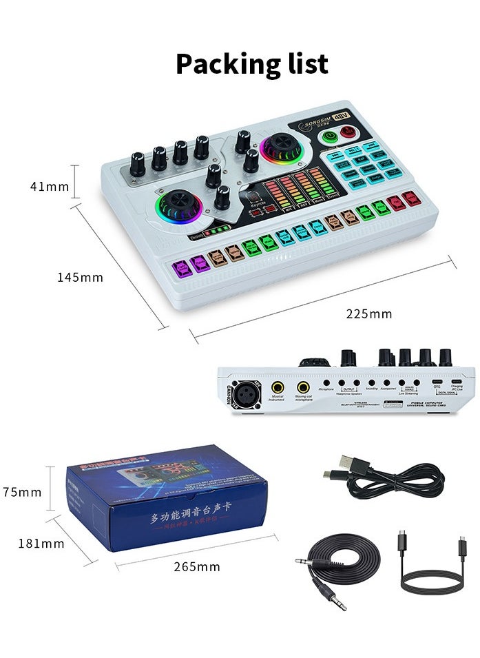 Sunbmebge - Professional Audio Mixer,SX96 Live Sound Card and Audio Interface Sound Board with Multiple DJ Mixer Effects,Voice Changer and LED Light,Prefect for Streaming/Podcasting/Gaming/Recording/YouTube/PC - Image 1