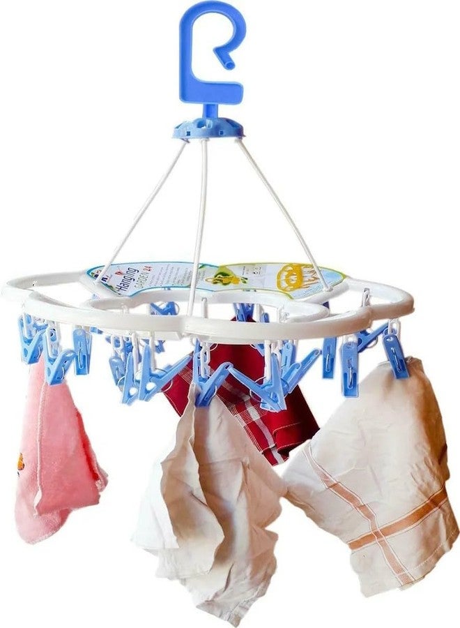 FASHRAMP PUTHAK Plastic Round Cloth Drying Stand with 24 Clips – Baby Clothes Hanger for Indoor & Outdoor Use (Set of 1) Random Color Will Be Sent - Image 2