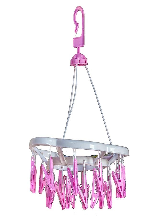 FASHRAMP PUTHAK Plastic Round Cloth Drying Stand with 24 Clips – Baby Clothes Hanger for Indoor & Outdoor Use (Set of 1) Random Color Will Be Sent - Image 4