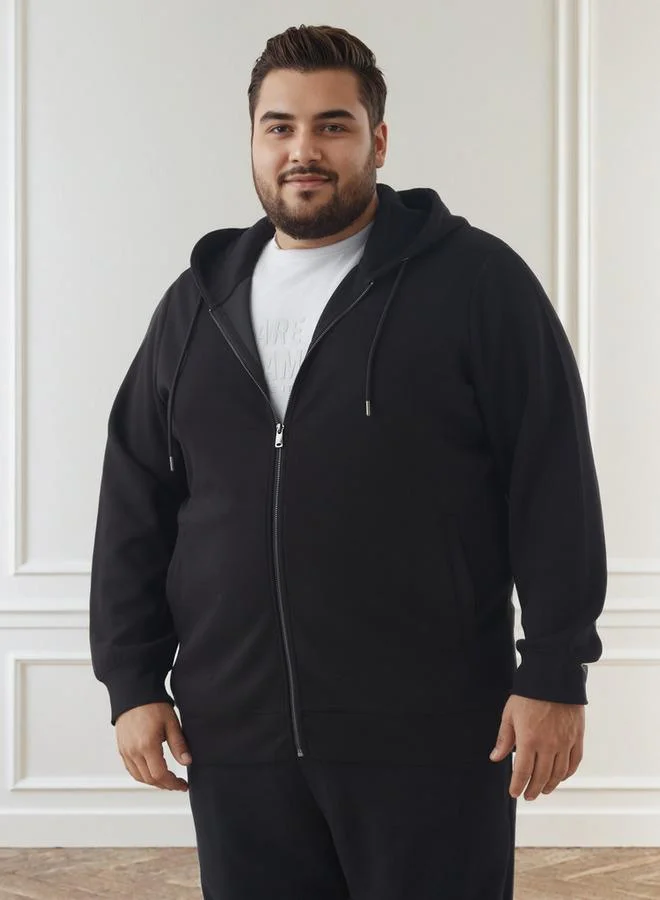 Men Plus Size Regular Fit Kangaroo Pocket Hoodie