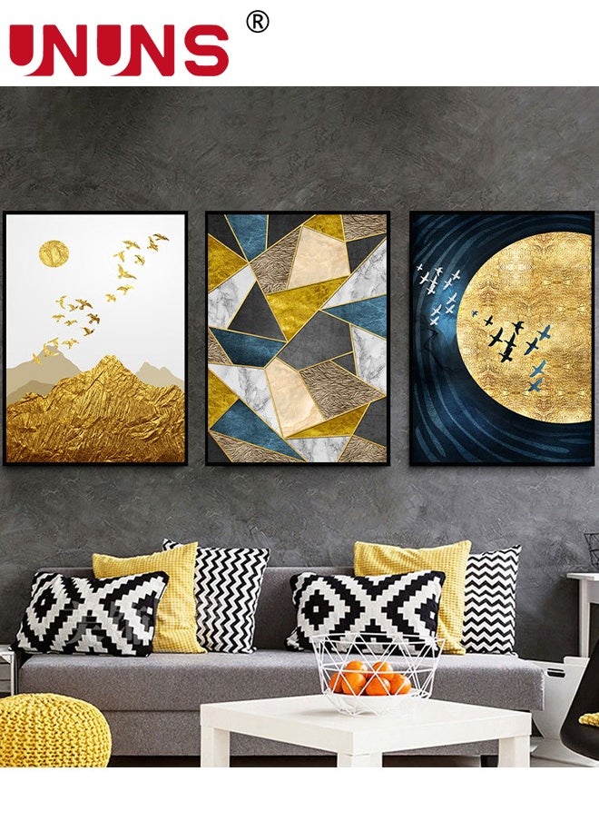 UNUNS 3PCS Abstract Boho Wall Art Prints,Minimalist Geometric Boho Wall Art,Bird pattern Art Canvas Painting Pictures For Bedroom Living Room Bathroom Boho Room Decor,40x60cm,Unframed((Only Drawing Core))  - Image 1