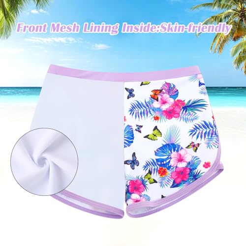 TUONROAD Little Girls 2-Piece Swimming Suits 7 8 Yrs Old Long Sleeve Rash Guard Hawaiian Style Bathing Suit with UPF 50+ Sun Protection for Summer Beachwear Swimwear Flower - Image 5