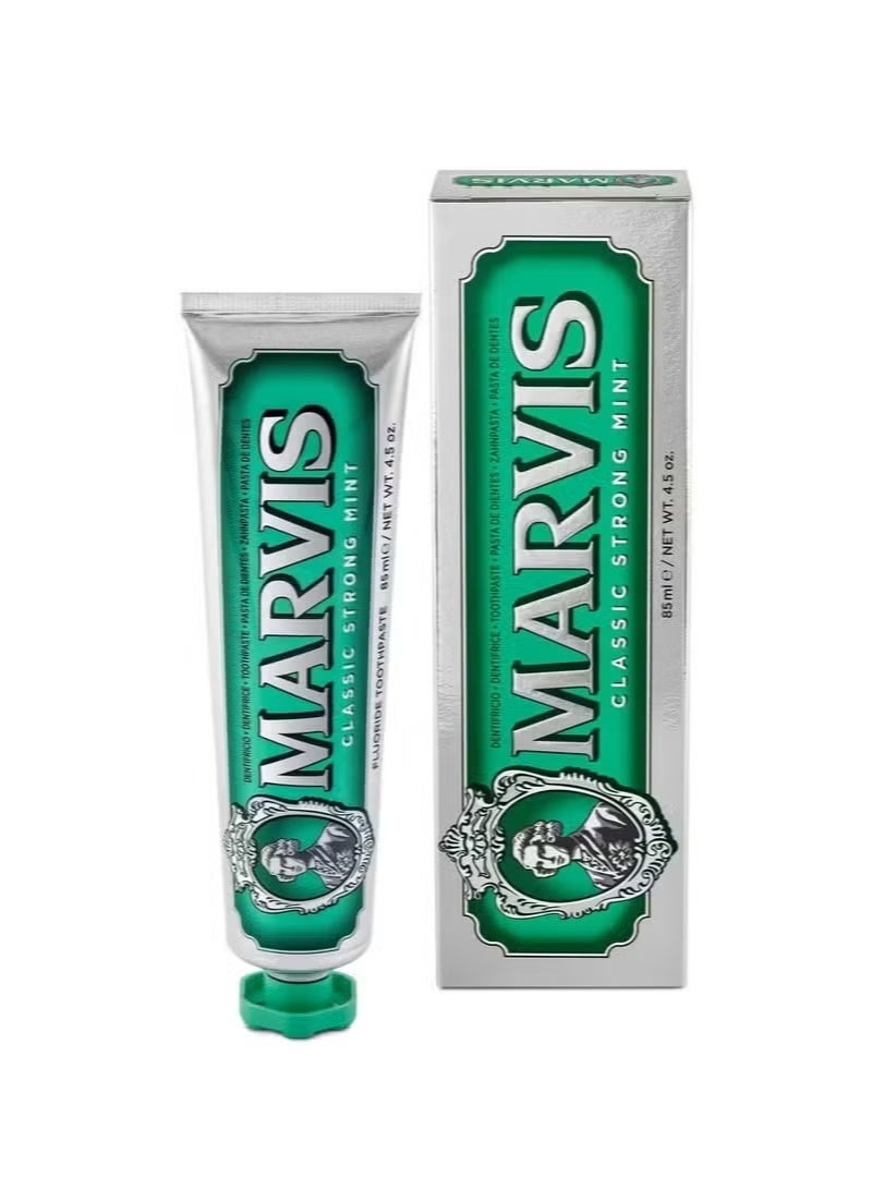 Marvis Classic Strong Mint Toothpaste, Intense Freshness, Plaque Removal, Sparkling White Smile 85ml - Image 2