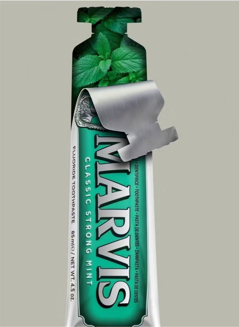 Marvis Classic Strong Mint Toothpaste, Intense Freshness, Plaque Removal, Sparkling White Smile 85ml - Image 5
