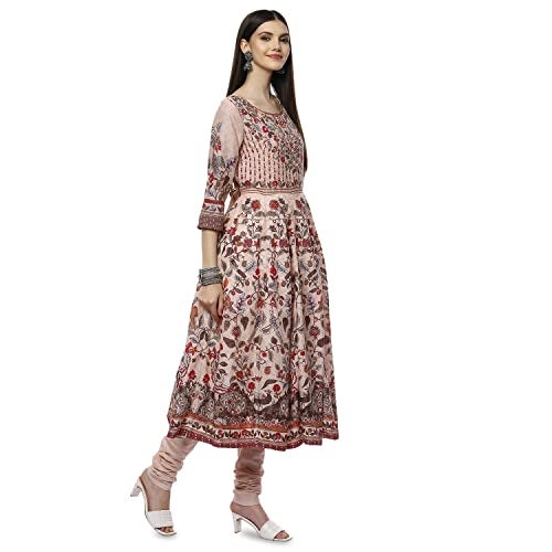 Biba WOMEN PRINTED FITTED SALWAR KURTA DUPATTA(SKDKALAMKAR8356_BEIGE_40) - Image 3