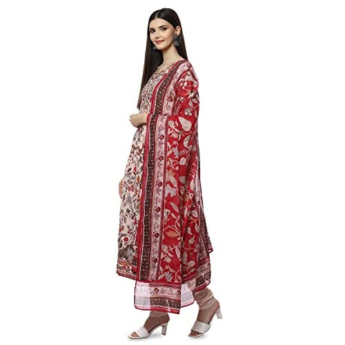 Biba WOMEN PRINTED FITTED SALWAR KURTA DUPATTA(SKDKALAMKAR8356_BEIGE_40) - Image 2