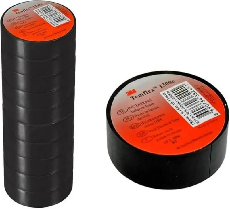 3M ™ Temflex™ 1300e Electrical Insulation Tape, Black - Pack of 10 (18mm x 9.5m)
