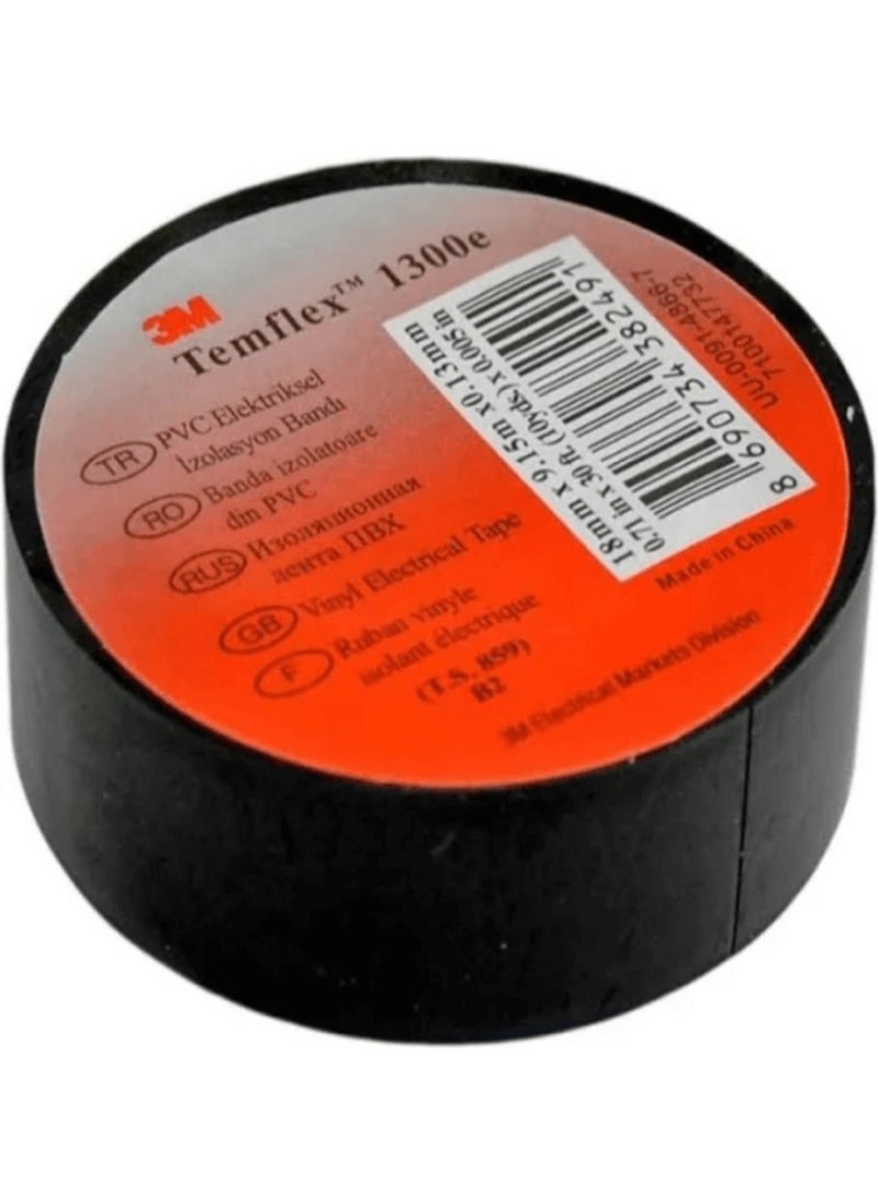 3M ™ Temflex™ 1300e Electrical Insulation Tape, Black - Pack of 10 (18mm x 9.5m)  - Image 2