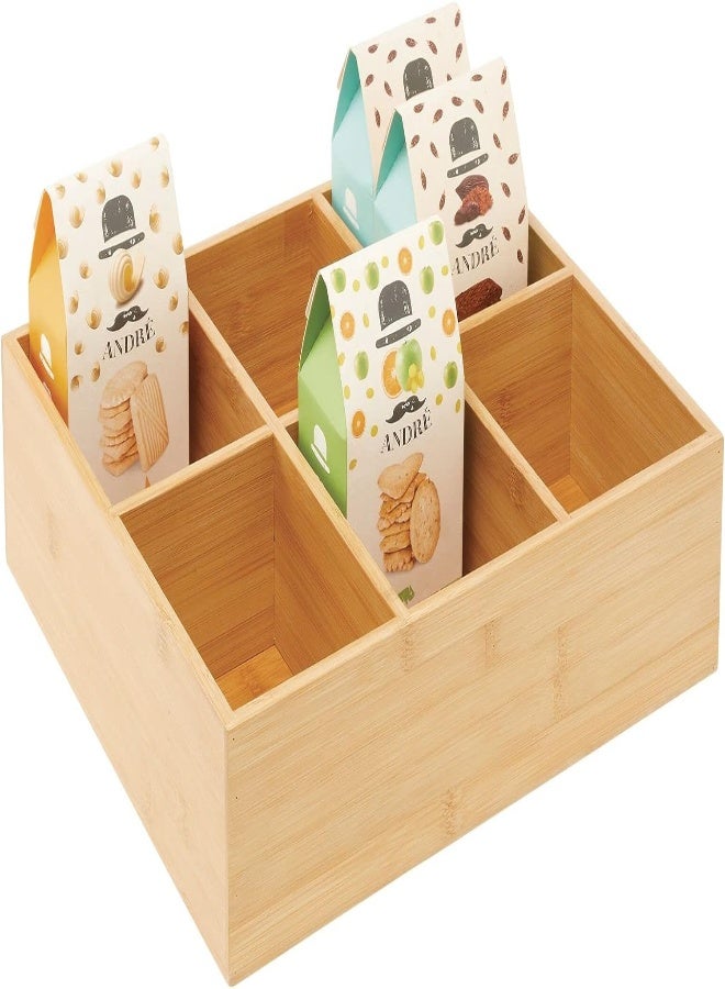 AKDC Mdesign Kitchen Organiser — Wooden Storage Box For Small Kitchen Items — Practical Herb, Spice, Coffee And Tea Bag Holder With 6 Sections — Natural - Image 5