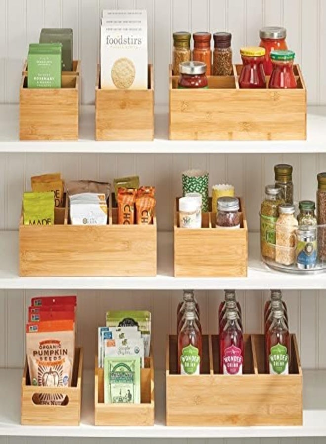 AKDC Mdesign Kitchen Organiser — Wooden Storage Box For Small Kitchen Items — Practical Herb, Spice, Coffee And Tea Bag Holder With 6 Sections — Natural - Image 4