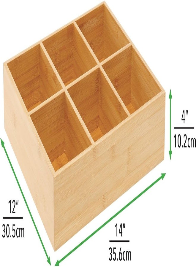 AKDC Mdesign Kitchen Organiser — Wooden Storage Box For Small Kitchen Items — Practical Herb, Spice, Coffee And Tea Bag Holder With 6 Sections — Natural - Image 2
