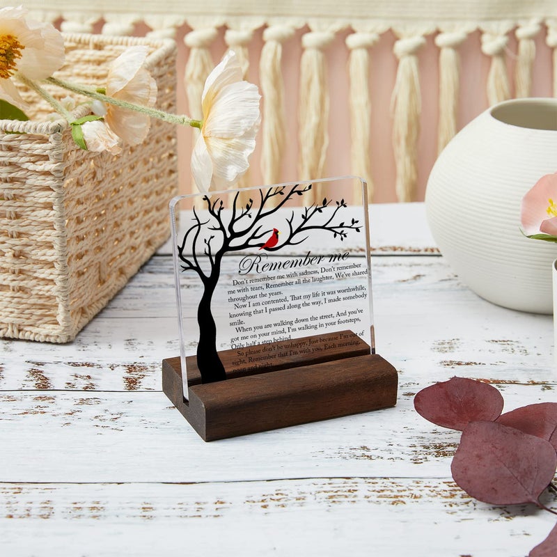 LNOKRIM Cardinal Sympathy Gift, Sympathy Gifts, Memorial Gifts for Loss of Loved One Condolence Grief Bereavement Present in Memory of Mother Father Husband Wife - Clear Plaque Sign With Wooden Stand - Image 5
