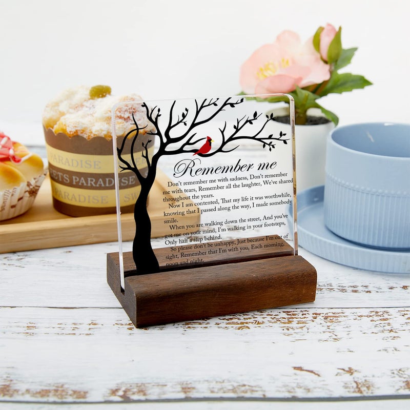 LNOKRIM Cardinal Sympathy Gift, Sympathy Gifts, Memorial Gifts for Loss of Loved One Condolence Grief Bereavement Present in Memory of Mother Father Husband Wife - Clear Plaque Sign With Wooden Stand - Image 4