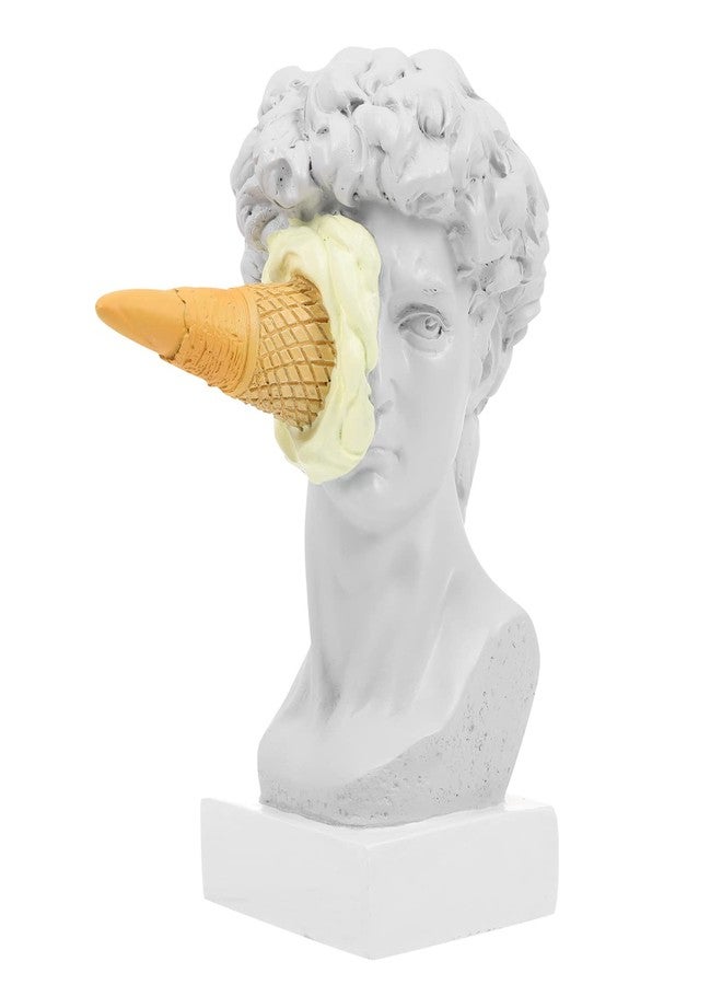 PRETYZOOM Greek David Head Ice Cream Resin Sculpture - Stylish Decorative Statue for Home, Office, Bookshelf, Coffee Table Decor - Image 1
