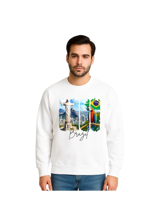 PRINTSHOP4ME Brazil Men’s Sweatshirt–Cotton Full Sleeve Sweatshirt–Comfortable And Stylish–Printed Brazil Design For Casual Wear,Travel And Outdoor Activities  - Image 1