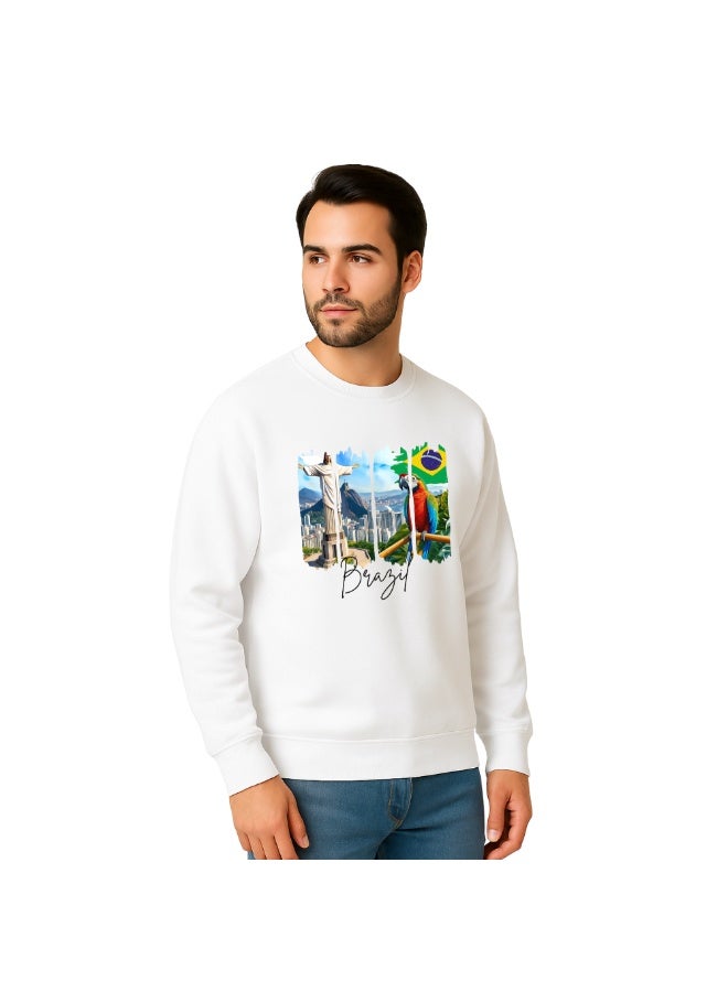 PRINTSHOP4ME Brazil Men’s Sweatshirt–Cotton Full Sleeve Sweatshirt–Comfortable And Stylish–Printed Brazil Design For Casual Wear,Travel And Outdoor Activities  - Image 2