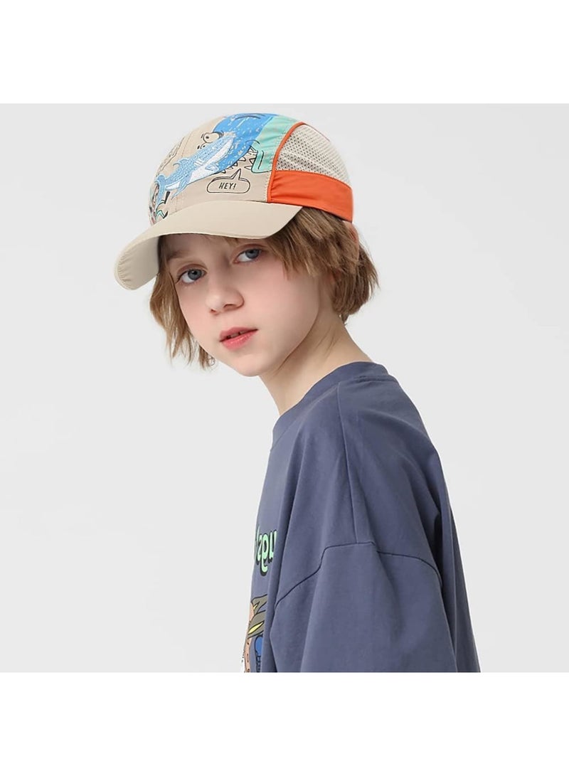 SOLARAE Baseball Cap for Kids, Quick Drying Mesh Hat, Adjustable Breathable Sun Visor Cap for Boys Girls, Lightweight Tennis Hat for Outdoor Running Hiking Cycling, Khaki - Image 2