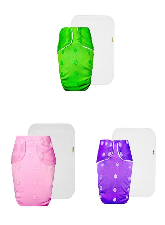 Dumbledo Premium Cloth Diaper with Cotton Insert (Pack of 3) | Soft & Gentle | Reusable & Washable | Quick Dry | Everyday Diapering Essential | 3 Months - 3 Years | Unisex Baby