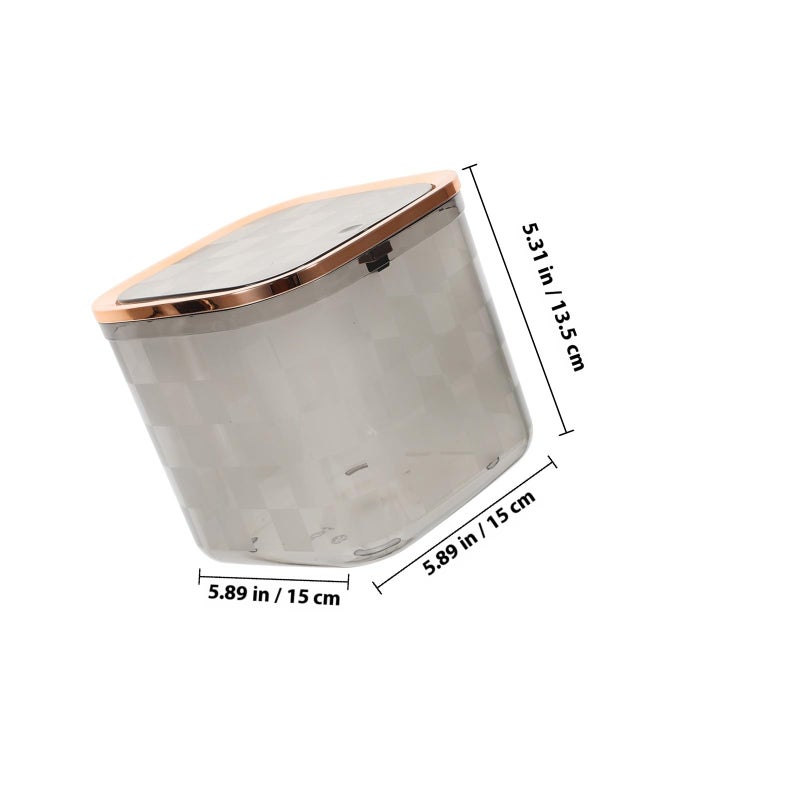 Small Desktop Trash Can With Press Lid Portable Gray Mini Wastebasket For Bedroom Office - Image 3
