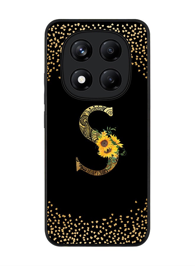 Stylizedd For Xiaomi Redmi Note 14 Pro 4G 4G Case,Slim fit Camera Protection, Shockproof Thin Phone cover  - Custom Floral Monogram - S ( Black ) - Image 1