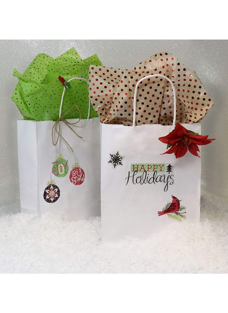 MARKQ - White Paper bags With Handles 27 x 22 x 11 cm Large Kraft Gift Bags For Birthday Party Favors, Weddings, Bridal Shower, Businesses (12 Bags) - Image 1