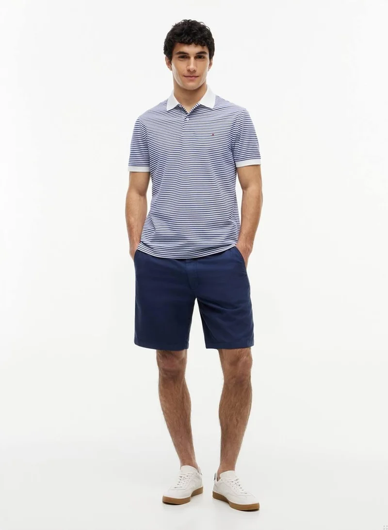 Tommy Hilfiger Pigment Blue / White Performance Regular Fit Pique Polo Shirt for Men | Best Price UAE