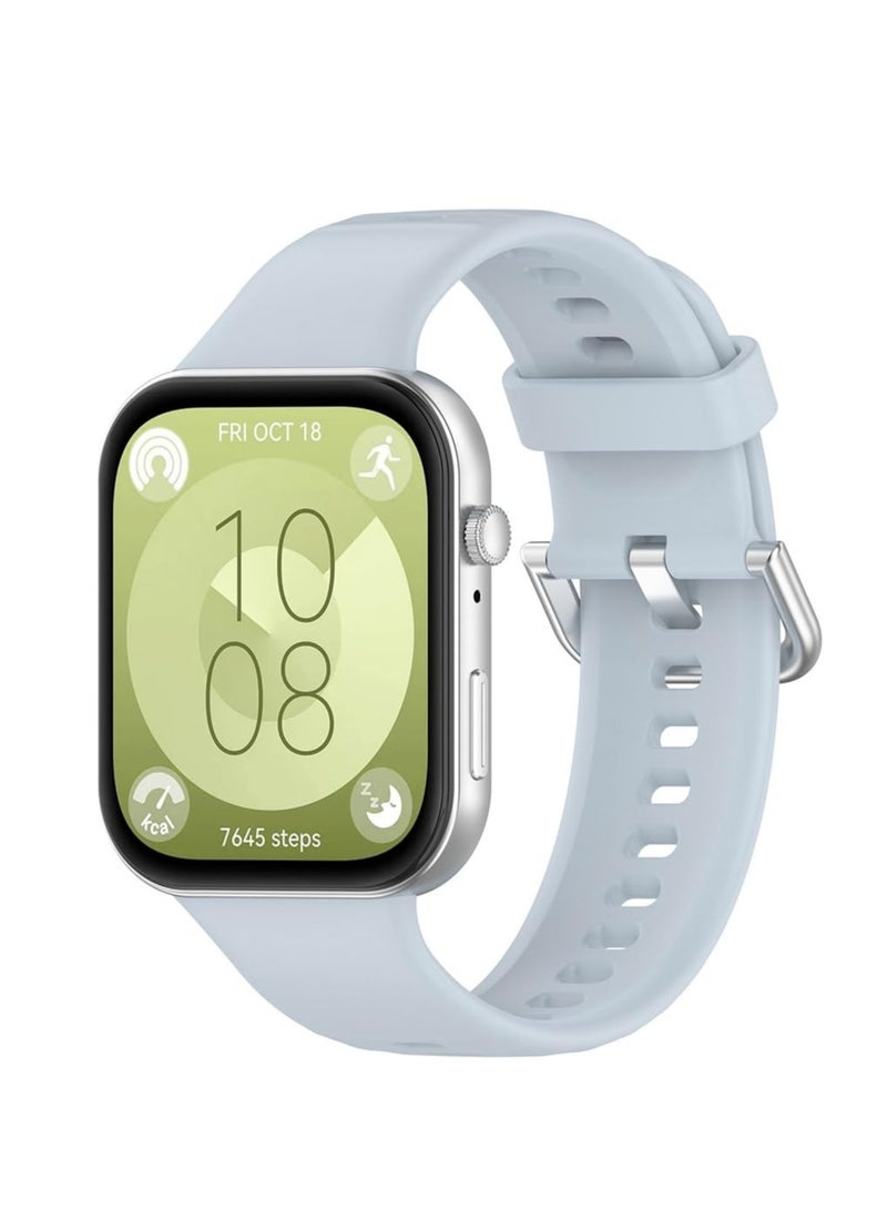 Watch Bands for Huawei Watch Fit 3 Adjustable Silicone Wristband Quick Release Strap Sport Replacement Band Compatible with Huawei Watch Fit3 Smart Watch ( Light Blue) - Image 1