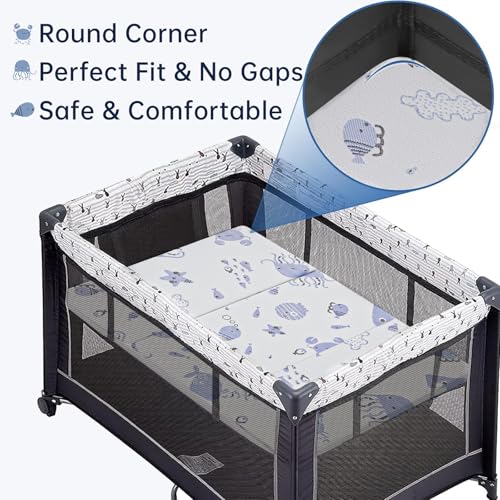 EZKLRWGF Trifold Pack n Play Mattresses,Portable 38"x26" Mattress for Pack and Play with Dual Sided Soft & Firm Memory Foam with Washable Soft Cover - Image 4