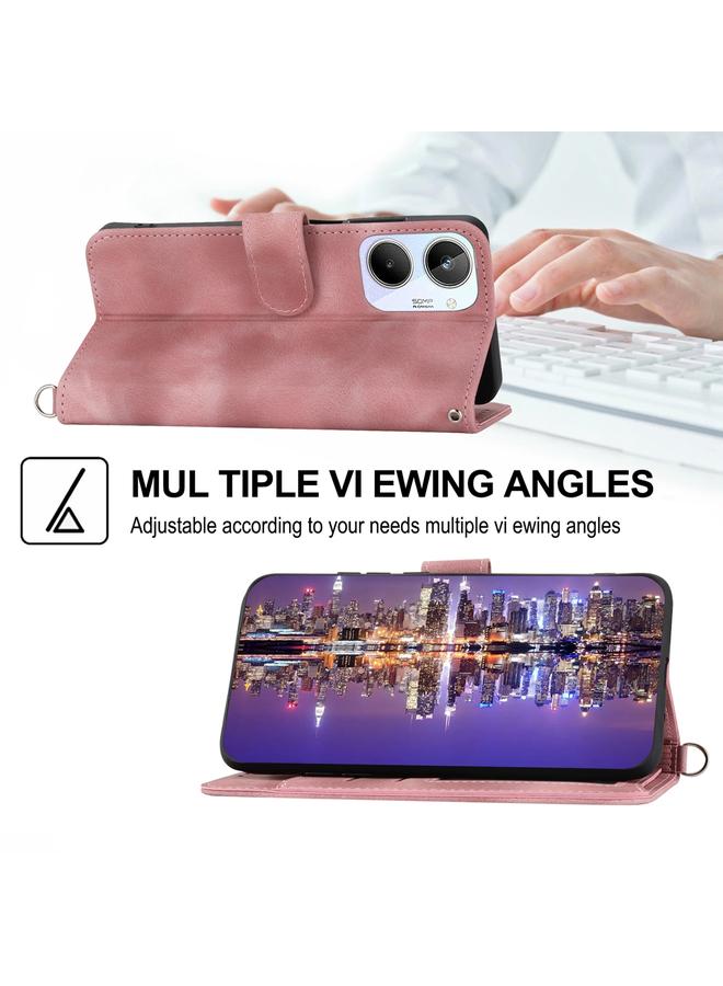 اس-توب جراب لهاتف Realme 10 4G، جراب هاتف من الجلد بملمس جلدي منقوش عليه زهور - Image 4