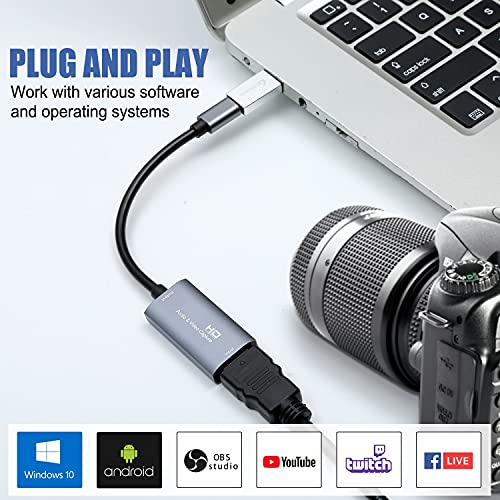 Guermok Video Capture Card, 4K USB3.0 HDMI to USB C Capture Card for Streaming, 1080P 60FPS, Compatible with iPad Mac OS Windows, Quest 3, OBS, PS5/4, Switch2/1, Xbox, Camera (Silver) - Image 3