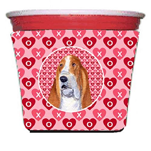 Caroline's Treasures SS4528RSC Basset Hound Hearts Love and Valentine's Day Red Cup Hugger Cup Cooler Sleeve Hugger Machine Washable Drink Sleeve Hugger Collapsible Insulator Beverage Insulated Holder - Image 4