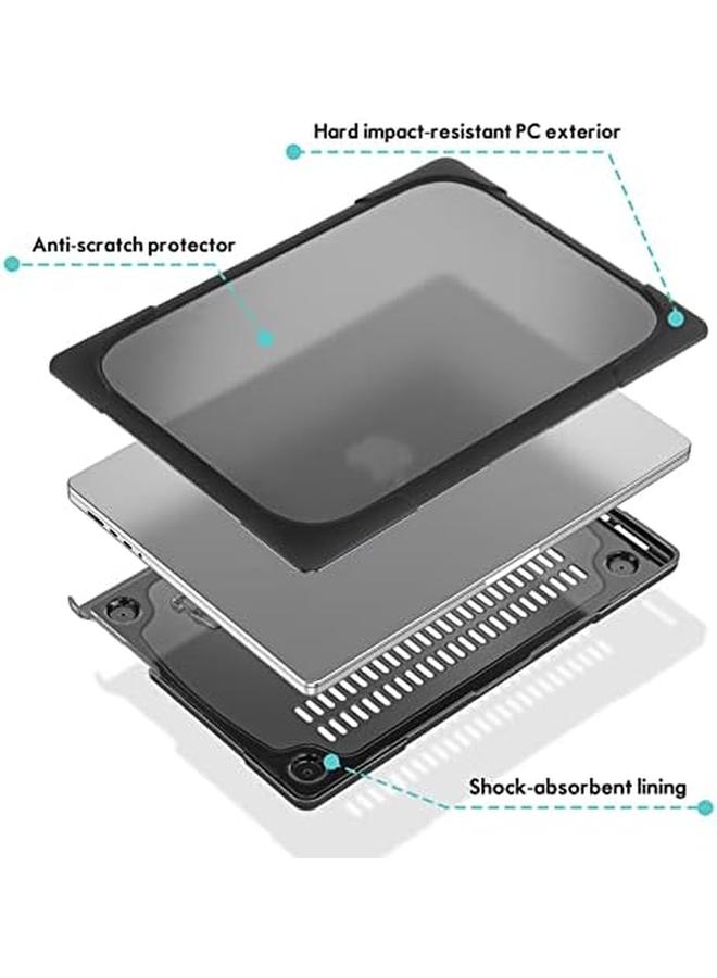 Procases Macbook Pro 16 Inch Case 2021 2022 Release A2485 M1 Pro M1 Max Heavy Duty Hard Shell Bumper Dual Layer Protective Cover With Fold Kickstand For Macbook Pro 16" With Touch Id Black - Image 4