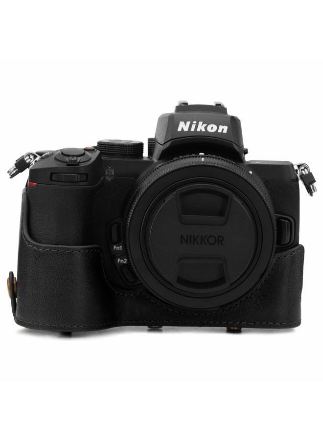 Insta360 - MG1813 Ever Ready Genuine Leather Camera Case Compatible with Nikon Z50 (16-50mm) - Black - Image 1