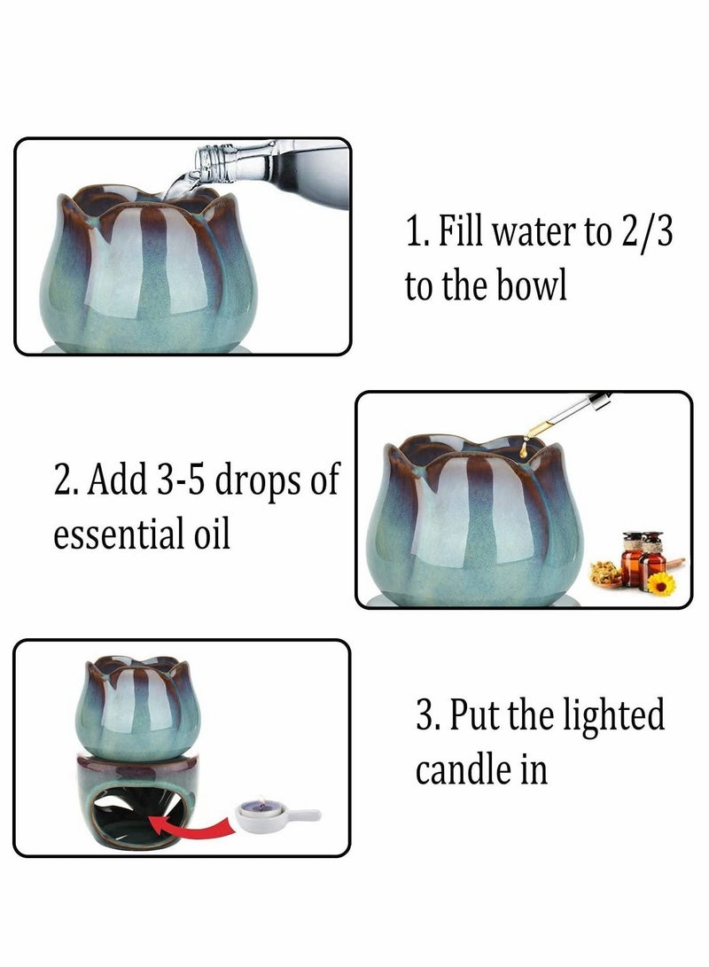 الأزرق جي دبليو Wax Melt Essential Oil Burner, Removable Aromatherapy Burner Ceramic Aroma Candle Diffuser Tart Warmer - Image 4