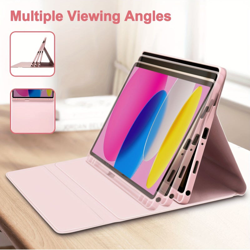 حافظة لوحة مفاتيح iPad وردية قابلة للفصل مع حامل قلم رصاص لاسلكي نحيف لجهاز iPad الجيل الخامس والسادس مقاس 9.7 بوصة - Image 4