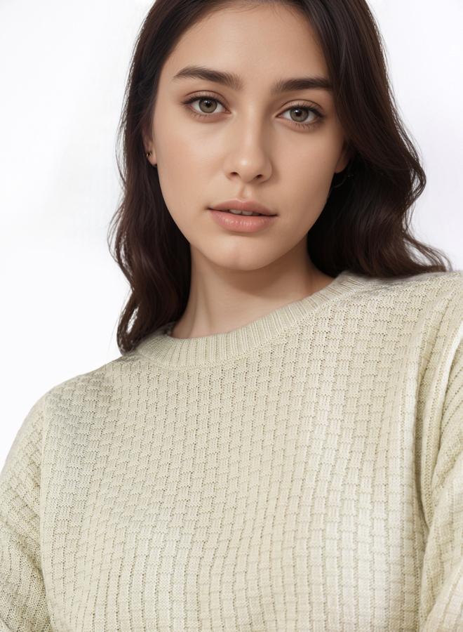 Styli Off White Knit Regular Fit Sweater - Image 3