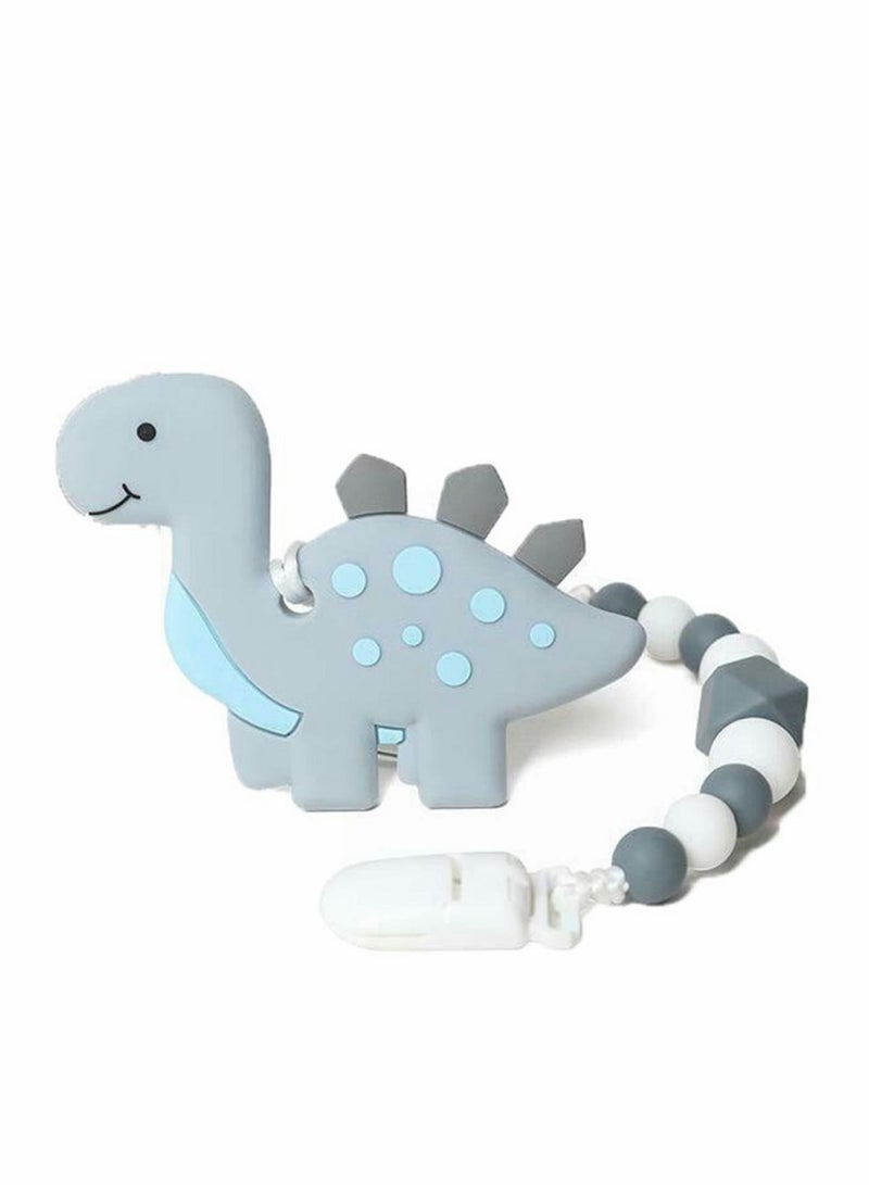 Baby Silicone Teether, BPA Free Soft and Effective Infant Teething Pain Relief Toys, Food Grade Silicone,Best Shower Gift for Boys and Girls (Dinosaur) - Image 1
