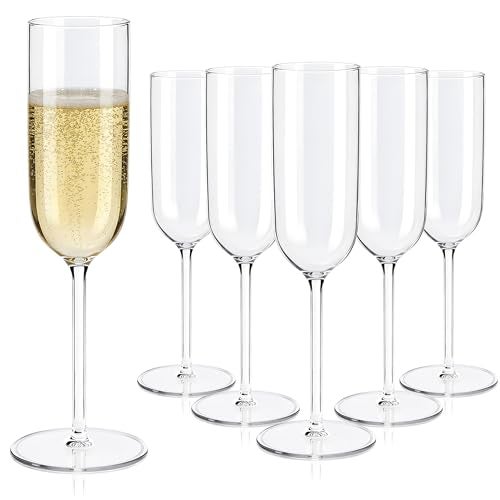 LEYIQU Plastic Champagne Flutes Set, 6oz Unbreakable Champagne Glasses Bulk, Shatterproof Reusable Mimosa Prosecco Sparkling Wine Cups for Wedding Mother's Day Party (Clear, 24pcs) - Image 1