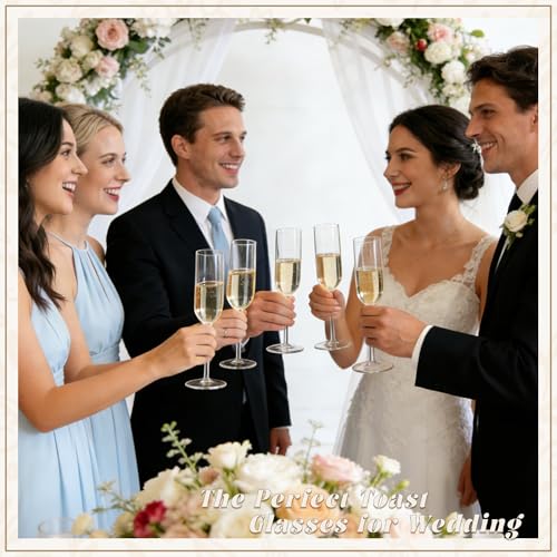 LEYIQU Plastic Champagne Flutes Set, 6oz Unbreakable Champagne Glasses Bulk, Shatterproof Reusable Mimosa Prosecco Sparkling Wine Cups for Wedding Mother's Day Party (Clear, 24pcs) - Image 5