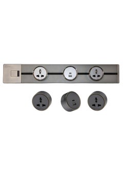 Levin Germany Levin Germany 50cm Power Track – Combo-3 Magnetic Sockets (2 Universal, 1 with USB Type-A & Type-C), Surface & Concealed Mount, Grey Aluminum, 220-240V, 2-Year Warranty  - Image 1