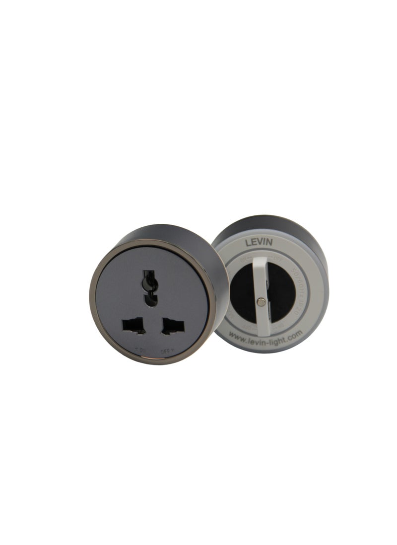Levin Germany قناة طاقة بطول 50 سم من Levin Germany – مع 3 مقابس مغناطيسية (2 مقبس عالمي، 1 مع USB نوع A و نوع C)، تركيب سطحي ومخفي، ألومنيوم رمادي، 220-240 فولت، ضمان لمدة سنتين  - Image 3